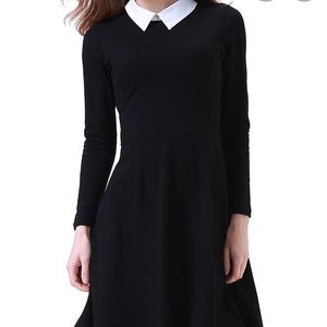 Aphratti fit and flare dress with white collar